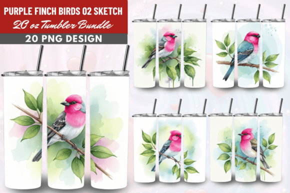 Download Purple Finch Birds 02 Sketch Tumbler - Premium Bundle
