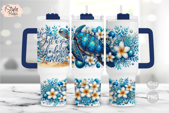Download Sea Turtle Plumeria 40oz Tumbler Wrap - 40oz Collection
