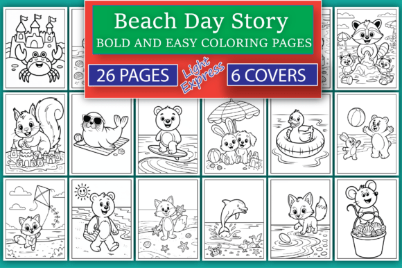 Download Beach Day Story Coloring Book for Kids - Beach day Collection
