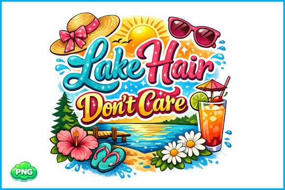 Download Lake Hair Don't Care PNG Summer Design - Lake Collection