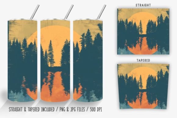Download Sunset Forest by the Lake Tumbler Wrap - Lake Collection