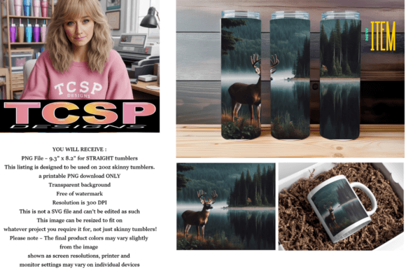 Download Deer at Lake Tumbler Wrap - Lake Collection
