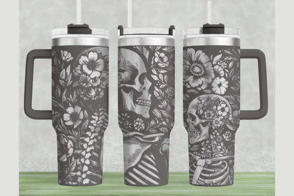 Download Skull Flowers 40oz Laser Tumbler Wrap - 40oz Collection