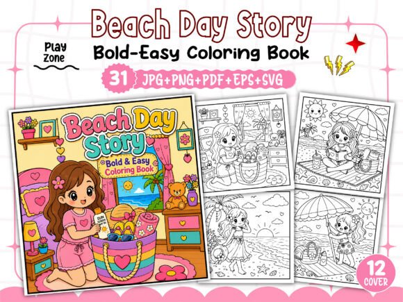 Download Beach Day Story Coloring Book - Beach day Collection