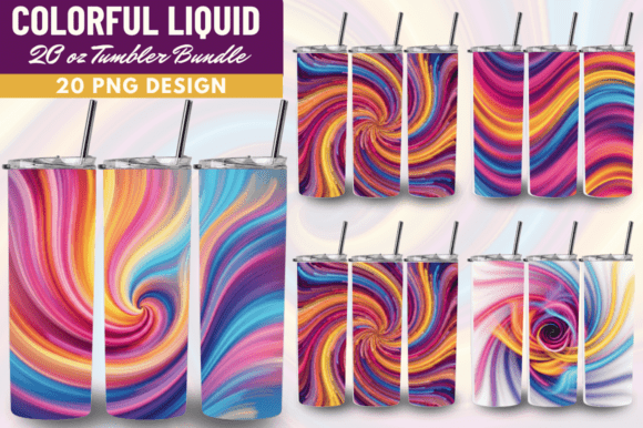 Download Colorful Liquid 20oz Tumbler Wrap Bundle - Premium Resources