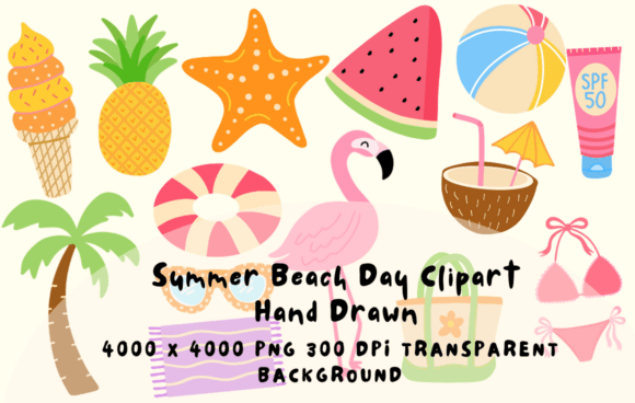 Download Summer Beach Day Hand Drawn Clipart - Beach day Collection