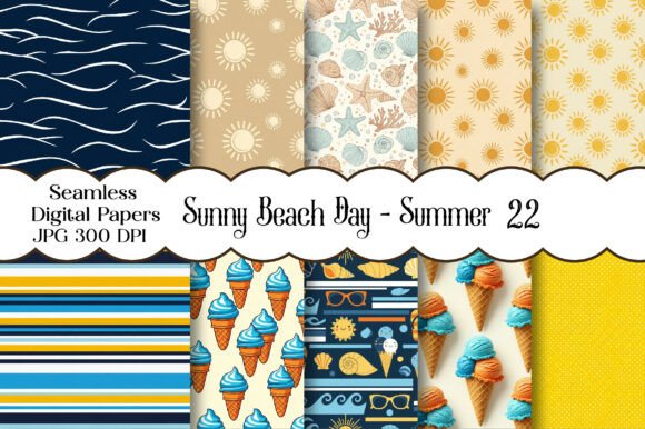 Download Sunny Beach Day - Summer Patterns Set - Beach day Collection