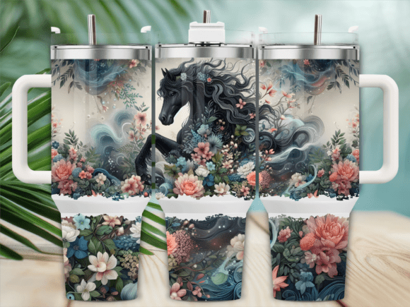 Download Floral Black Stallion 40oz Tumbler Wrap - 40oz Collection