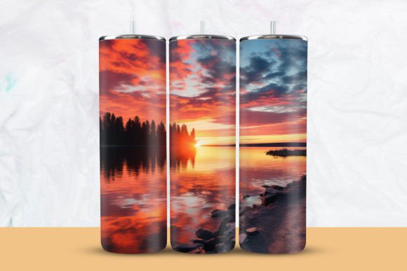 Download Sunset with Lake Tumbler Wrap - Lake Collection