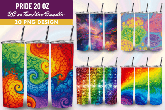 Download Rainbow Fluid Art Tumbler Wrap Bundle - Premium Resources