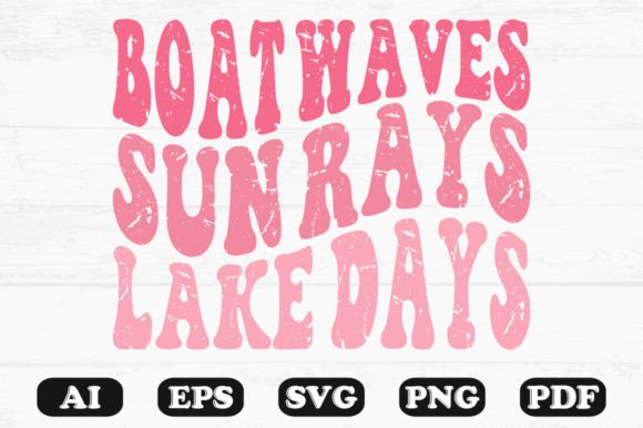 Download Boat Waves Sun Rays Lake Days Retro Wavy - Lake Collection
