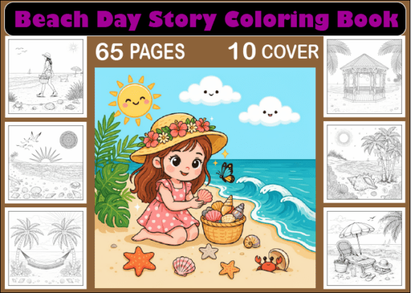 Download Beach Day Story Coloring Book for Adults - Beach day Collection