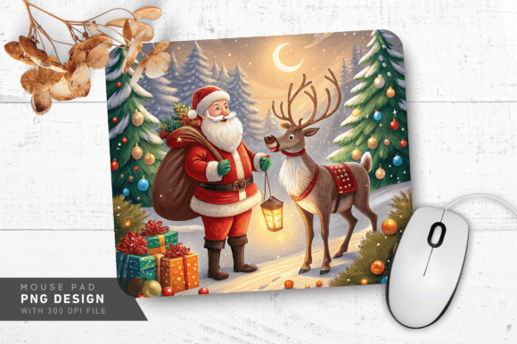 Download Santa and Reindeer in Holiday Mouse Pad - Premium Bundle