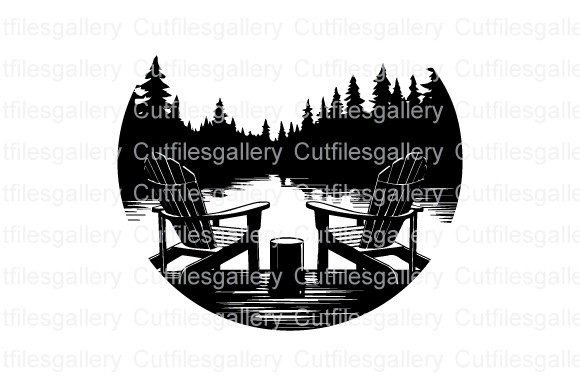 Download Lake Scene Adirondack Chair SVG - Lake Collection