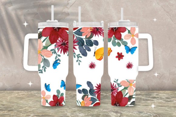 Download Butterfly Floral 40oz Tumbler Wrap Png - 40oz Collection