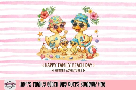 Download Happy Family Beach Day Ducks Summer PNG - Beach day Collection