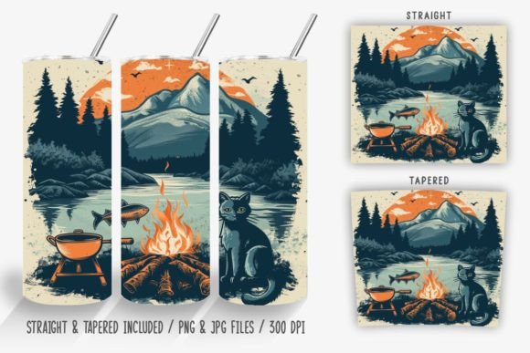Download Cat Grilling by the Lake Tumbler Wrap - Lake Collection