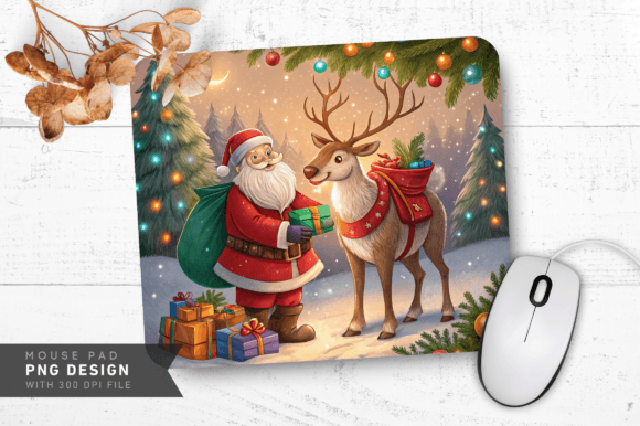 Download Santa and Reindeer in Holiday Mouse Pad - Premium Resources